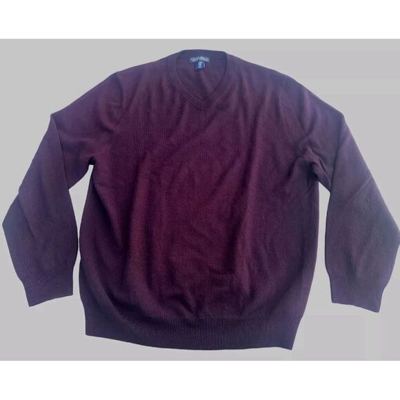 Allen Solly Mens Sweater Extra Fine‎ Knit Wool VNeck Red Wine Long Sleeve XL - Picture 1 of 5